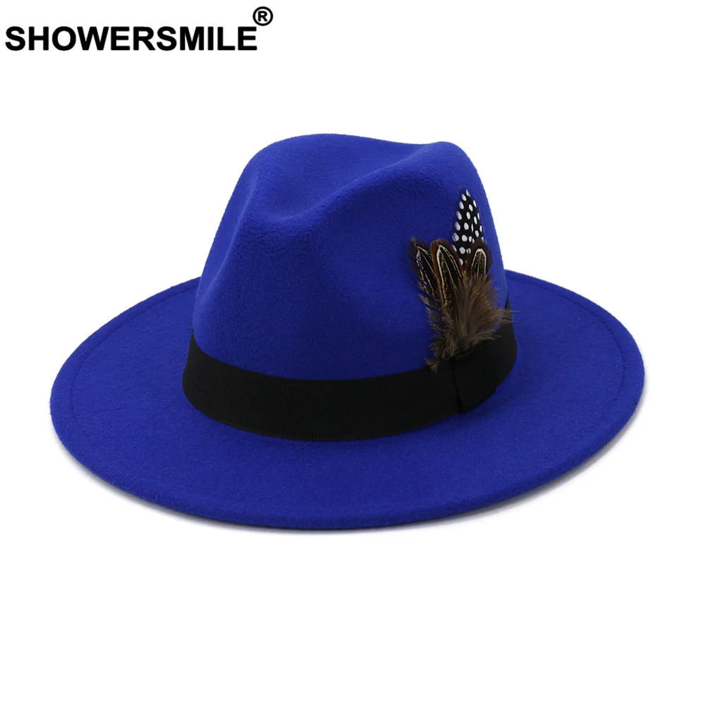 SHOWERSMILE Royal Blue Women M - Fedora Hat Wool ulasan dan harga