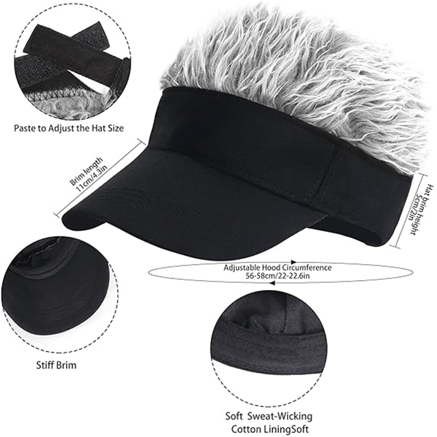 Men's Visor with Hair Fake Hai - Visor Sun Hat ulasan dan harga