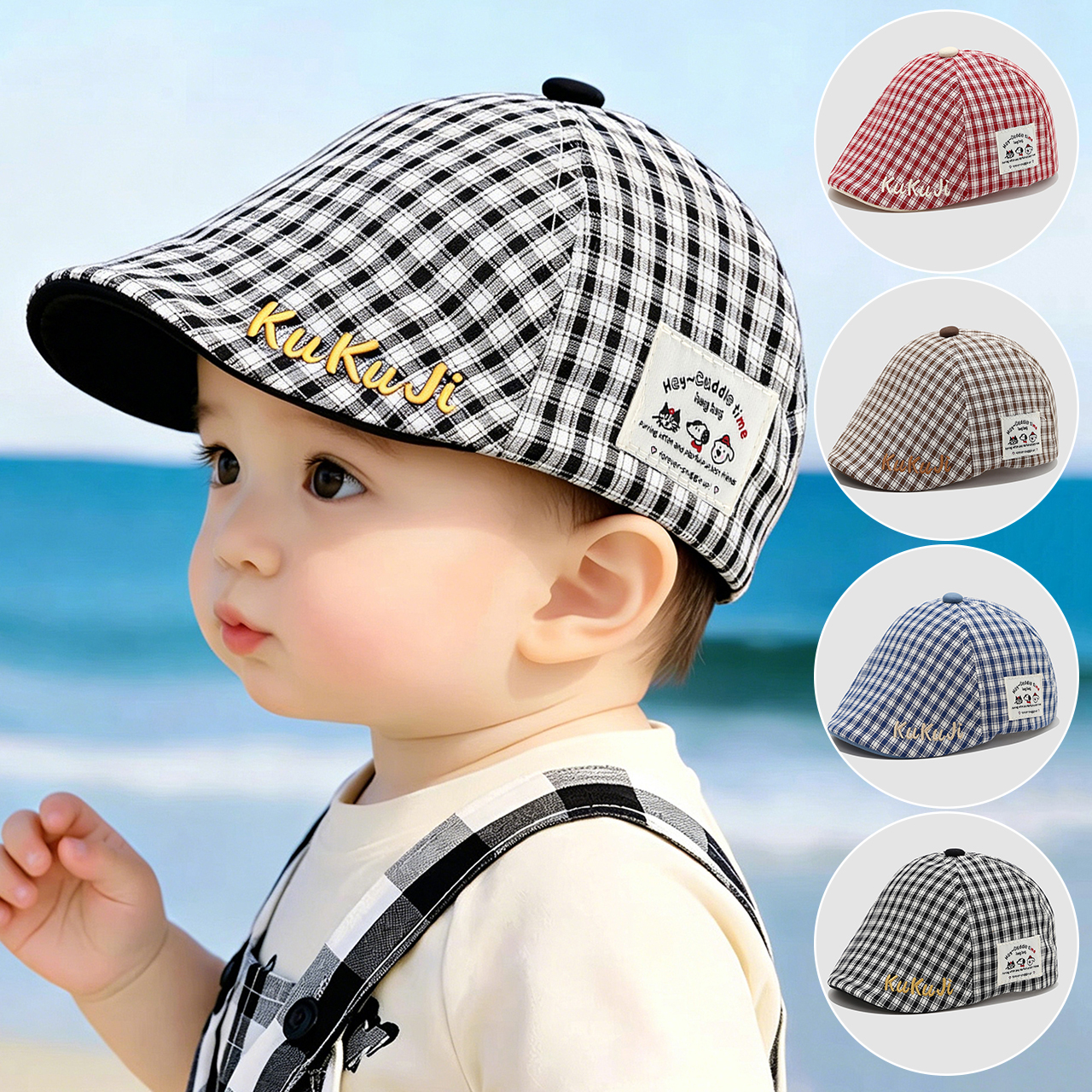 Fashion Children Checkered Ber - Visor Sun Hat ulasan dan harga