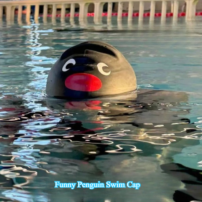 Funny Penguin Swim Cap for Adu - Swim Hat Silicone ulasan dan harga