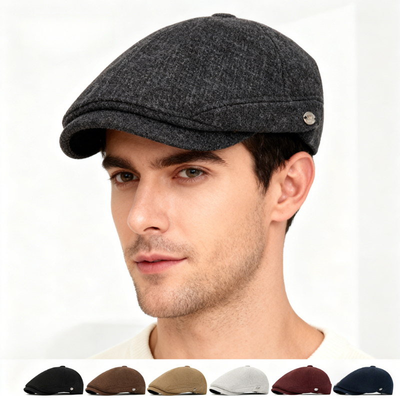 Men's Autumn Winter Wool Blend - Beret French Wool ulasan dan harga